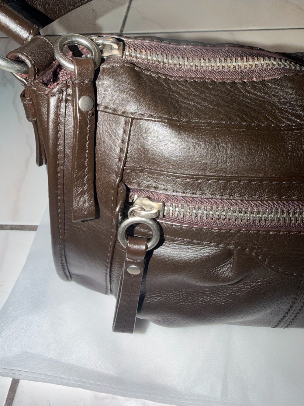 Vintage Fossil Brown Shoulder Bag Classic Everyday Purse - Picture 11 of 16